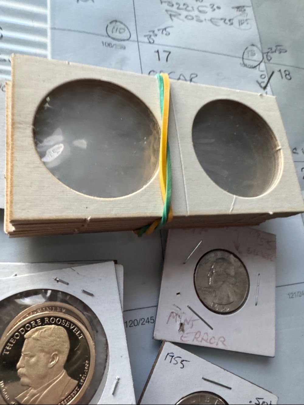 50 count 2"x2" Dollar and half dollar sized collectible coin foldovers.